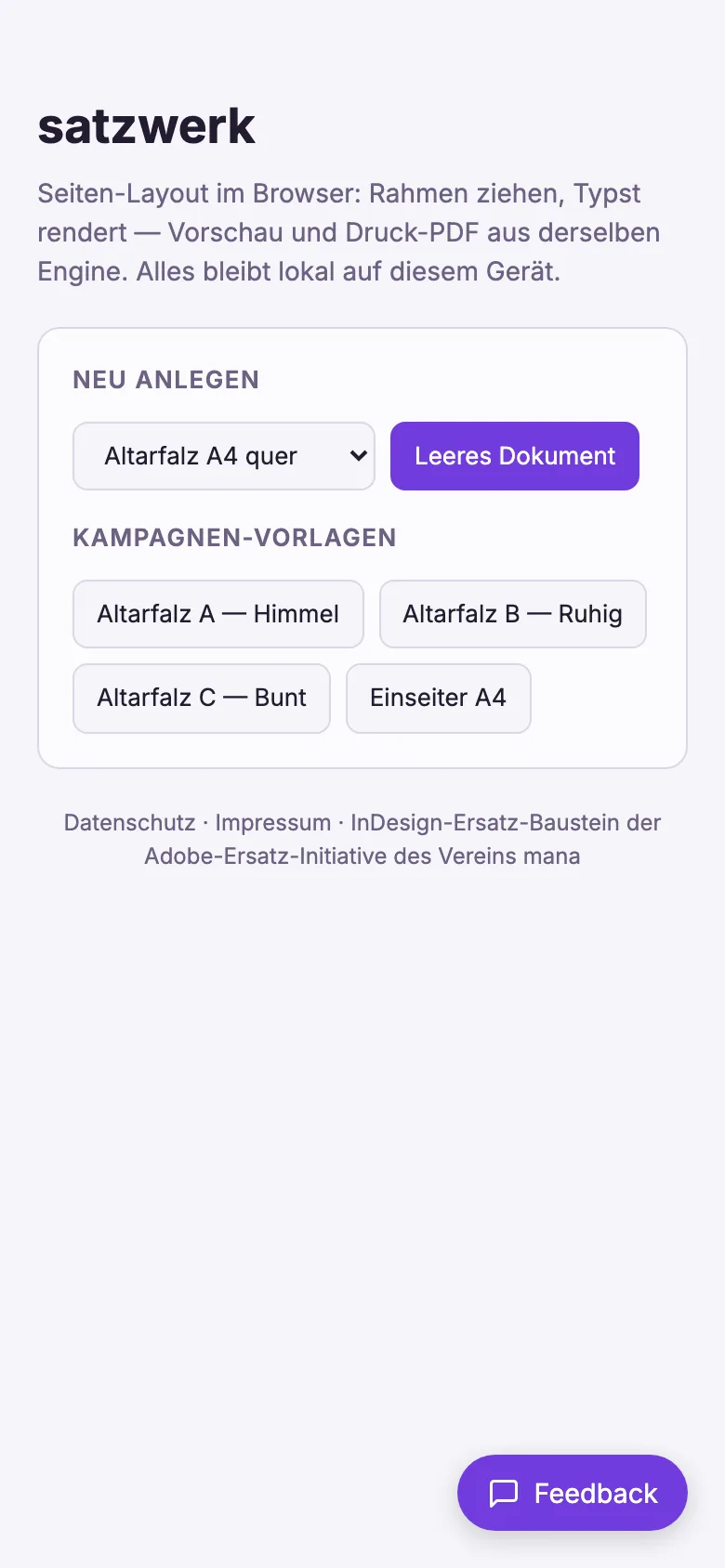 satzwerk auf dem Telefon